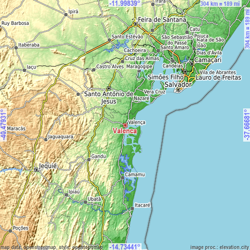 Topographic map of Valença