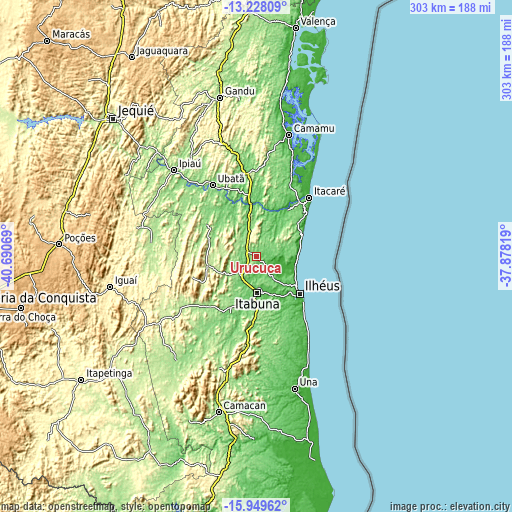 Topographic map of Uruçuca
