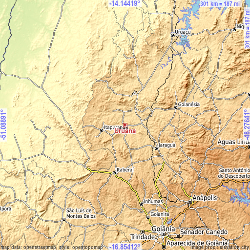 Topographic map of Uruana