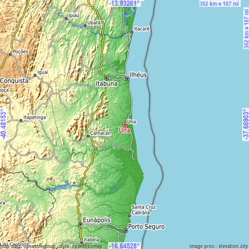 Topographic map of Una