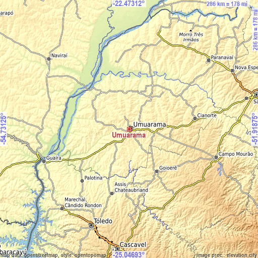 Topographic map of Umuarama