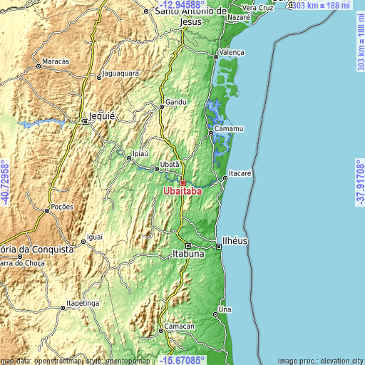 Topographic map of Ubaitaba