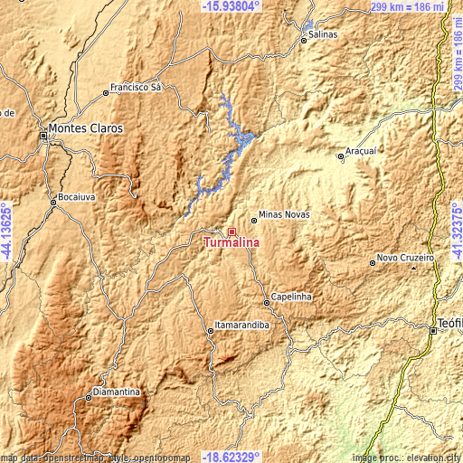 Topographic map of Turmalina