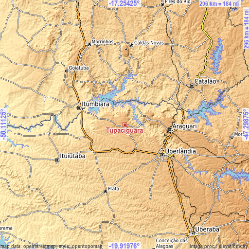 Topographic map of Tupaciguara