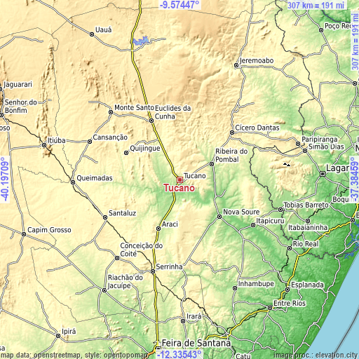 Topographic map of Tucano