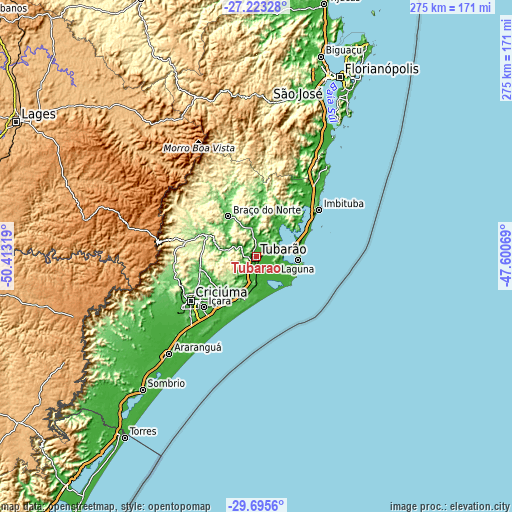 Topographic map of Tubarão