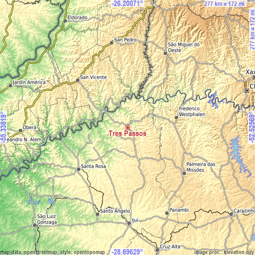 Topographic map of Três Passos