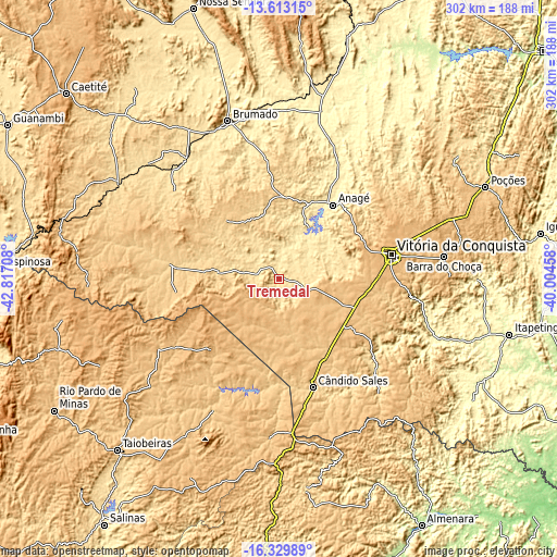 Topographic map of Tremedal