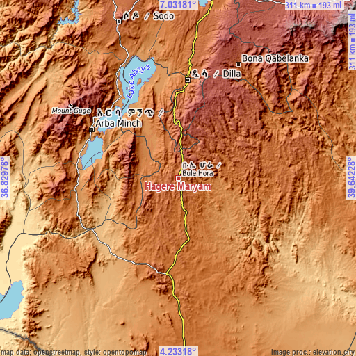 Topographic map of Hagere Maryam