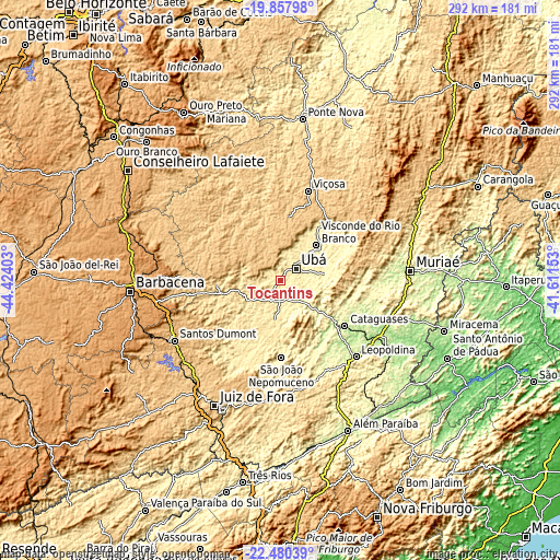 Topographic map of Tocantins