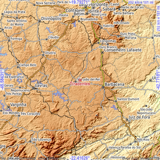 Topographic map of Tiradentes