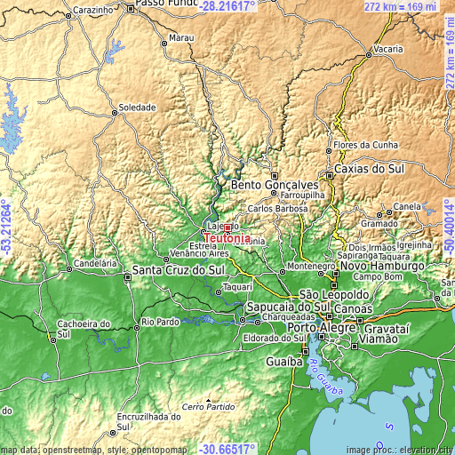 Topographic map of Teutônia