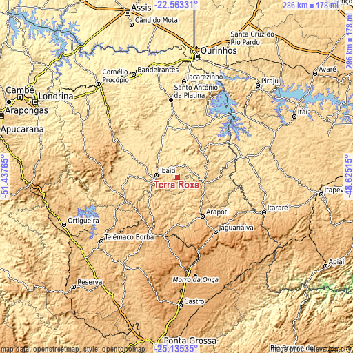 Topographic map of Terra Roxa