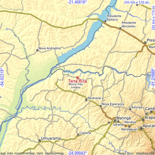 Topographic map of Terra Rica