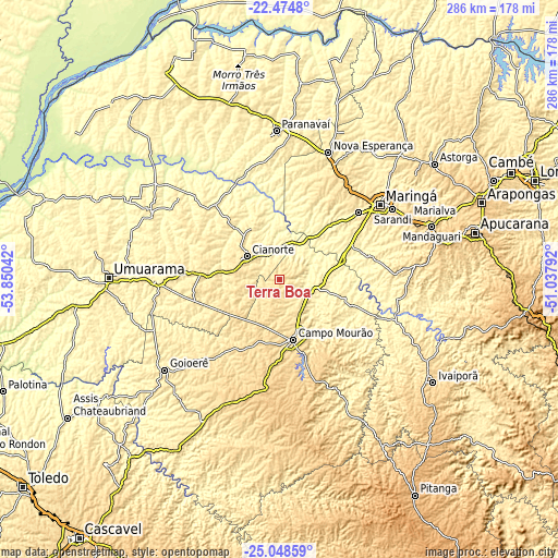 Topographic map of Terra Boa