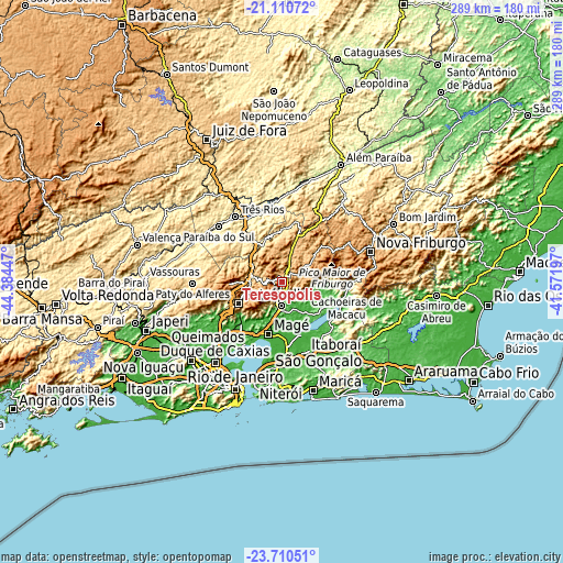Topographic map of Teresópolis
