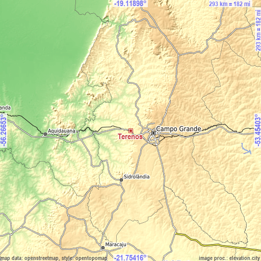 Topographic map of Terenos
