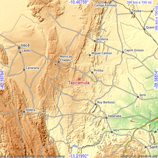 Topographic map of Tapiramutá