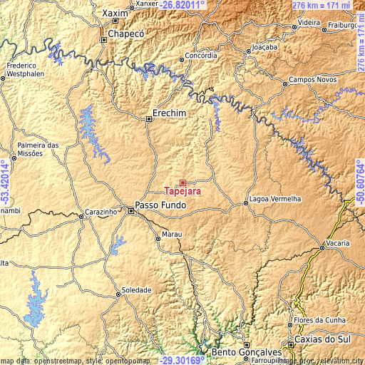 Topographic map of Tapejara