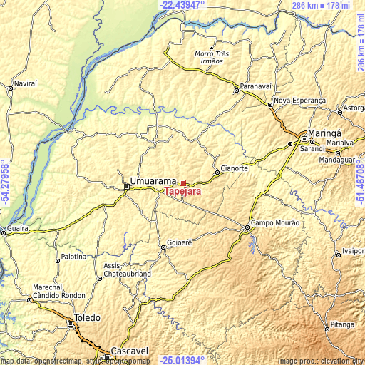 Topographic map of Tapejara