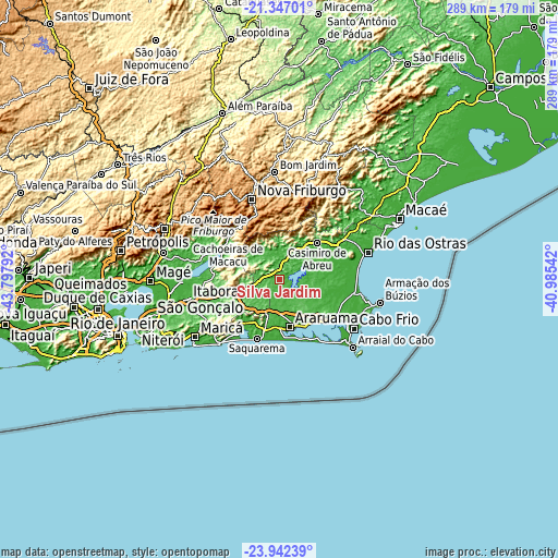 Topographic map of Silva Jardim