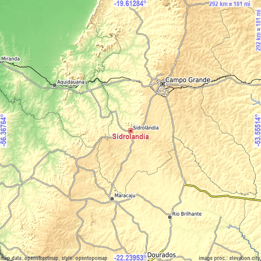 Topographic map of Sidrolândia