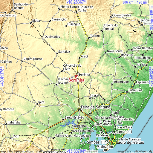 Topographic map of Serrinha