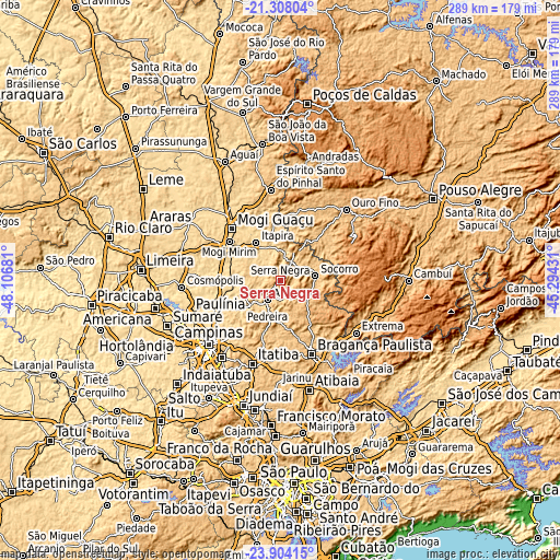 Topographic map of Serra Negra