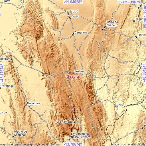 Topographic map of Seabra