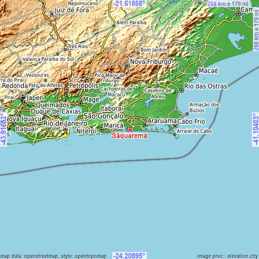 Topographic map of Saquarema