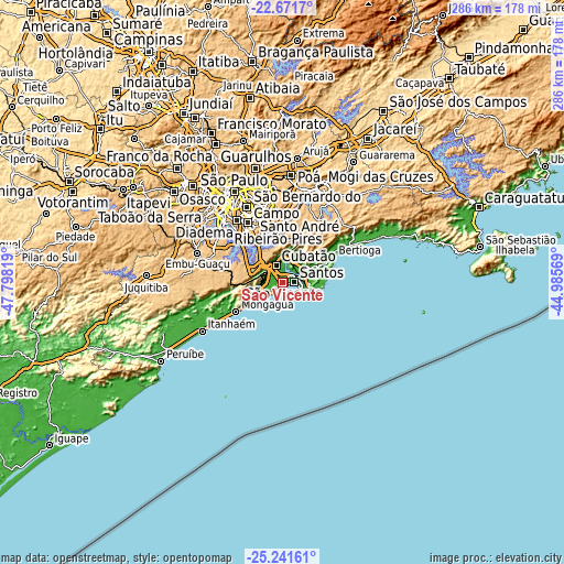 Topographic map of São Vicente