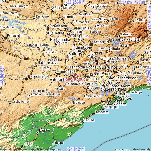 Topographic map of São Roque