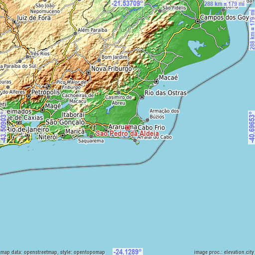 Topographic map of São Pedro da Aldeia