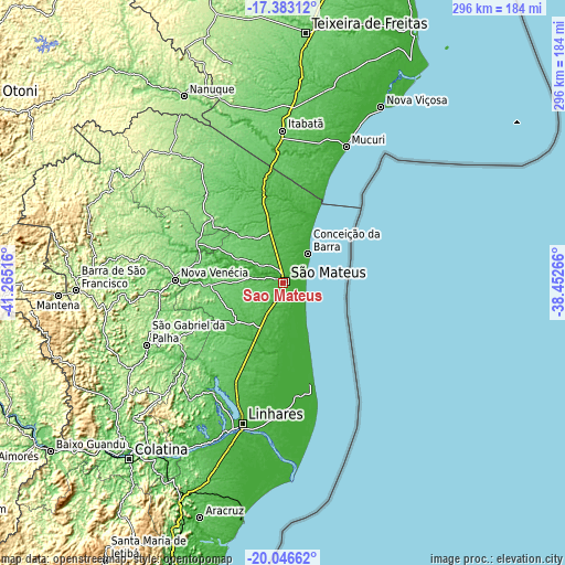 Topographic map of São Mateus
