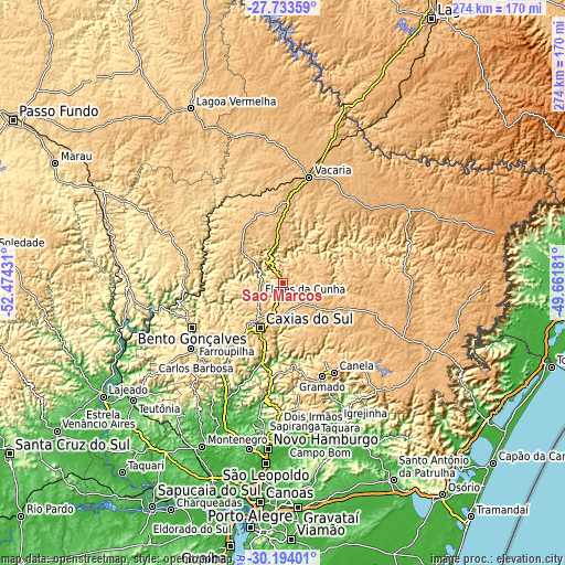 Topographic map of São Marcos