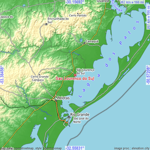 Topographic map of São Lourenço do Sul