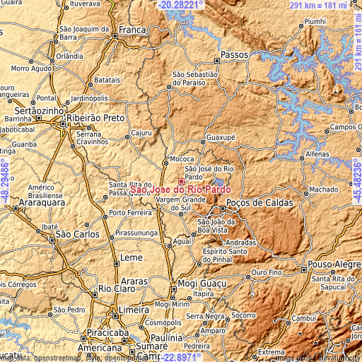 Topographic map of São José do Rio Pardo