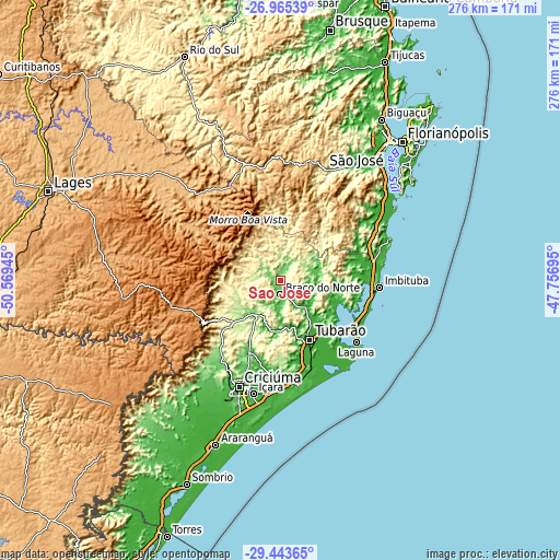 Topographic map of São José
