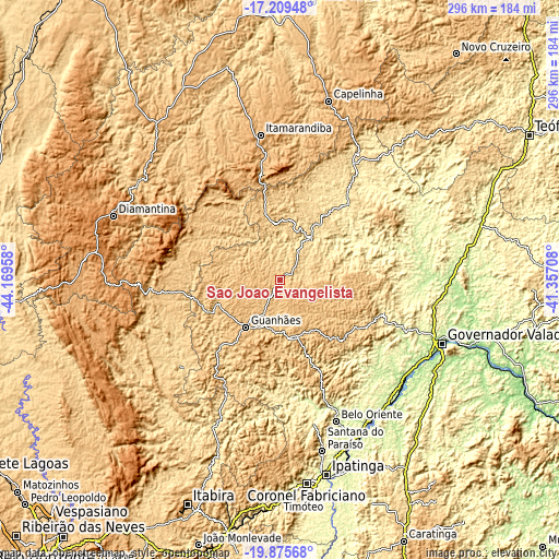 Topographic map of São João Evangelista