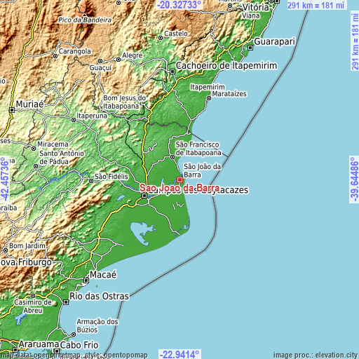 Topographic map of São João da Barra