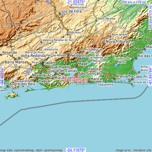 Topographic map of São Gonçalo
