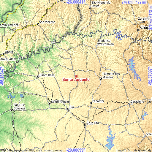 Topographic map of Santo Augusto