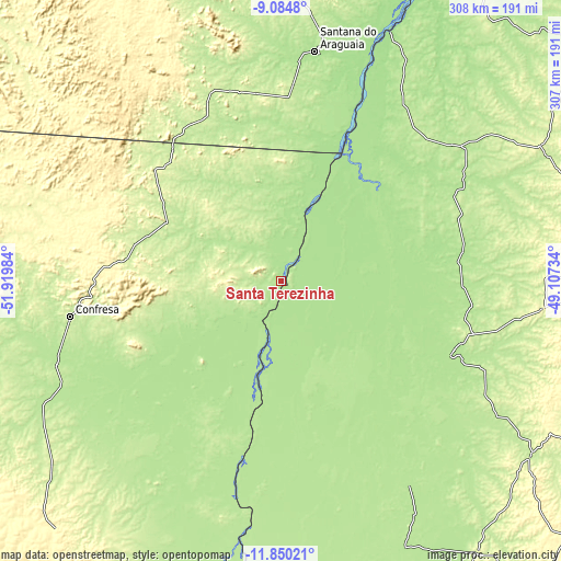Topographic map of Santa Terezinha