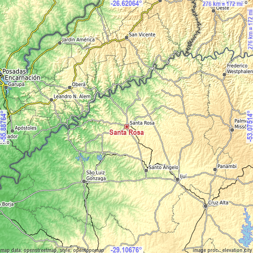 Topographic map of Santa Rosa