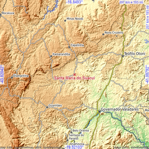 Topographic map of Santa Maria do Suaçuí