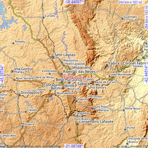 Topographic map of Santa Luzia