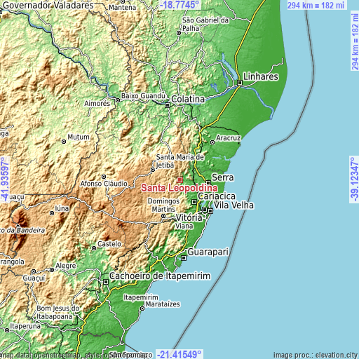 Topographic map of Santa Leopoldina