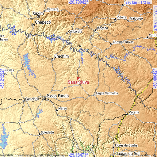Topographic map of Sananduva