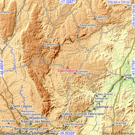 Topographic map of Sabinópolis