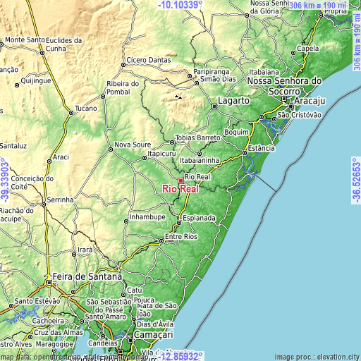 Topographic map of Rio Real